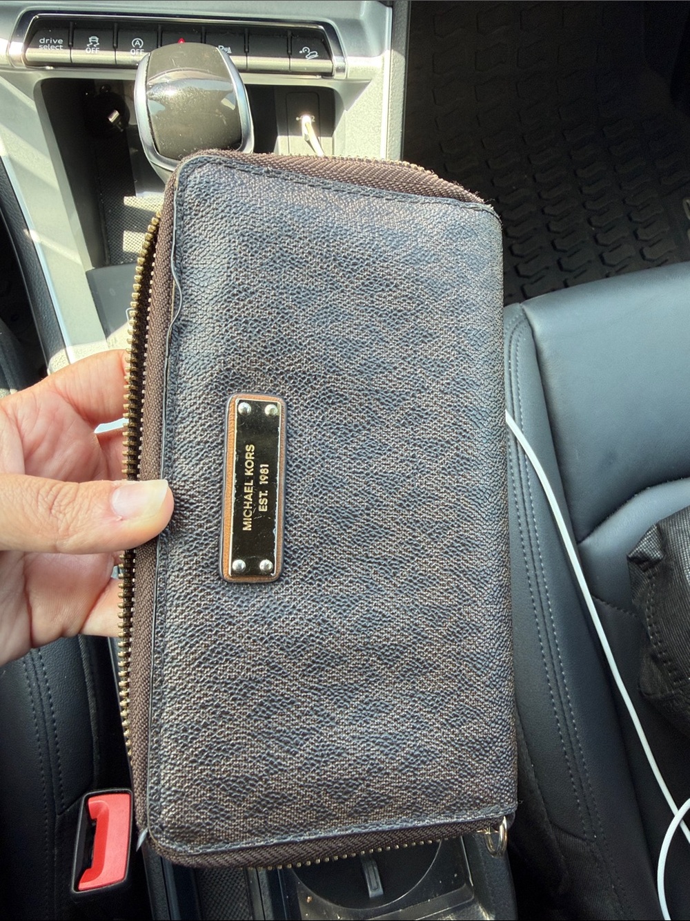 Michael Kors Brown Textured Zip-Around Wallet